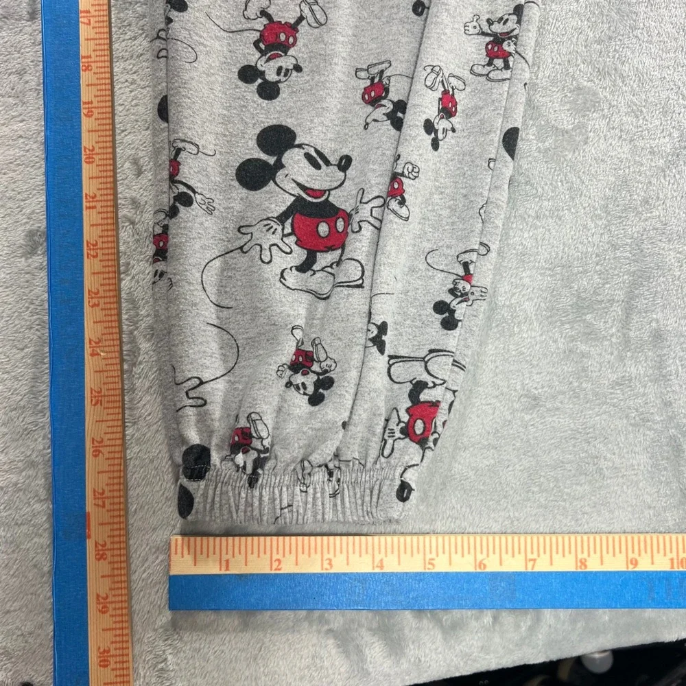 DISNEY Mickey Mouse Pajama Set Womens Small Gray All Over Print PJs Cozy - Picture 16 of 16